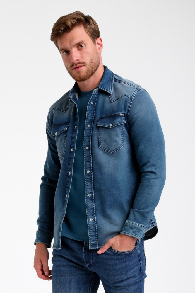 DENIM JOGG OVERHEMD 335536 915 Bleach